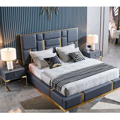 Cama de cuero con tapicería de cuero moderno King Bedroom Sets