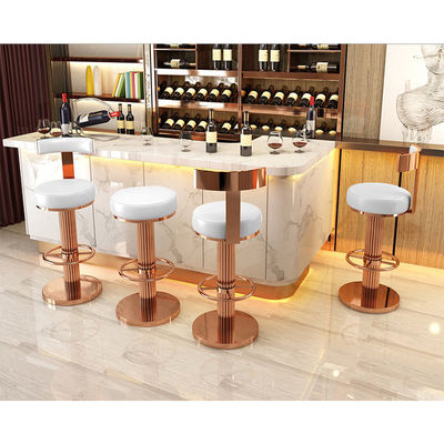 Bar sin respaldo Muebles de escritorio De cuero blanco Oro rosa Para la cocina Restaurante