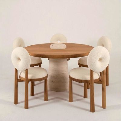 Sillones de comedor de madera de roble y cachemira de cordero de terciopelo para oficinas modernas