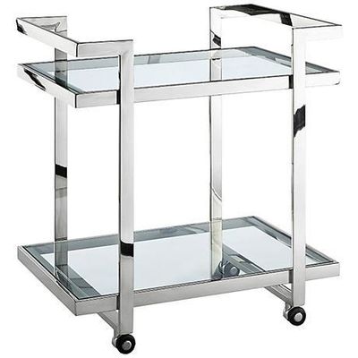 Acero inoxidable Minimalista Bar Carro de carretillas en ruedas para el apartamento de bebidas