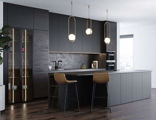Cuarto de cocina de aluminio moderno gabinete de despensa armarios de melamina