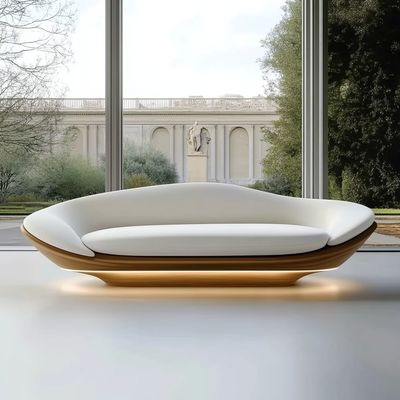 Sofá modular curvo de lujo con diseño moderno y base de madera de nogal para muebles de dormitorio de hotel y diseño de interiores