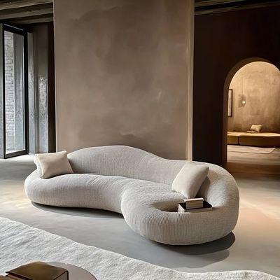 Sofá de madera de lujo minimalista moderno Conjunto de medio círculo Diseñador Sofá curvo redondo para comedor Taller de vida