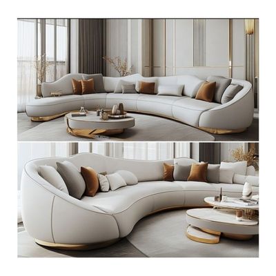 De terciopelo y cuero genuino Set de sofá para hoteles multifuncional Muebles de vestíbulo de hoteles Muebles de salones o apartamentos