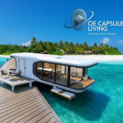 Concepto futuro de casa contenedor cápsula espacial para dormir