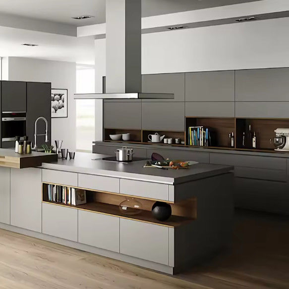Cocina de esquina gabinetes de MDF despensa blanco negro modular 1