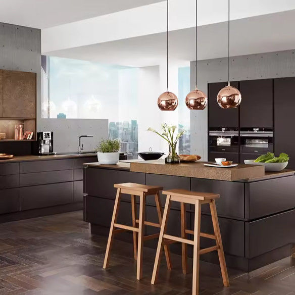 Armarios de cocina modulares de alto brillo con acabado acrílico ensamblados 0