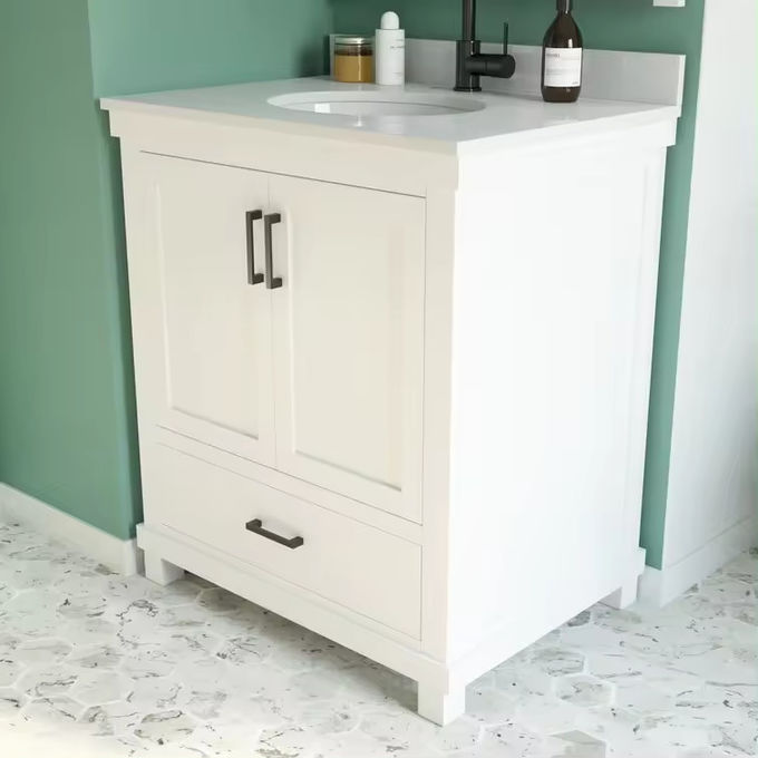 Baños montados en la pared, lavabos y armarios de madera contrachapada de MDF 1