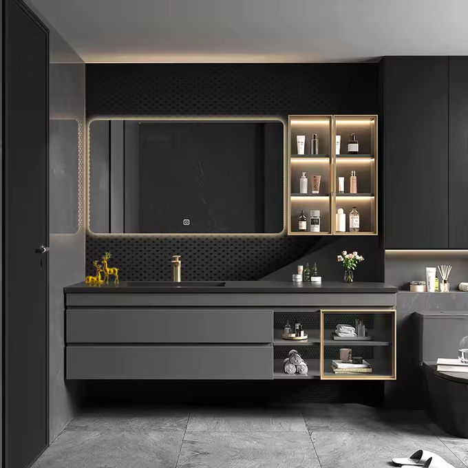 Armarios de baño modernos montados en la pared para maquillaje de vestuario 54 pulgadas 0