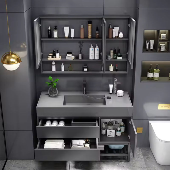 Unidad de lavabo flotante de baño y lavabo de baño montada en la pared 0