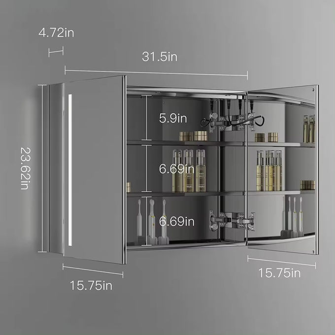 OEM maquillaje pared colgada fregadero espejo LED de la vanidad con cuenca de resina 1