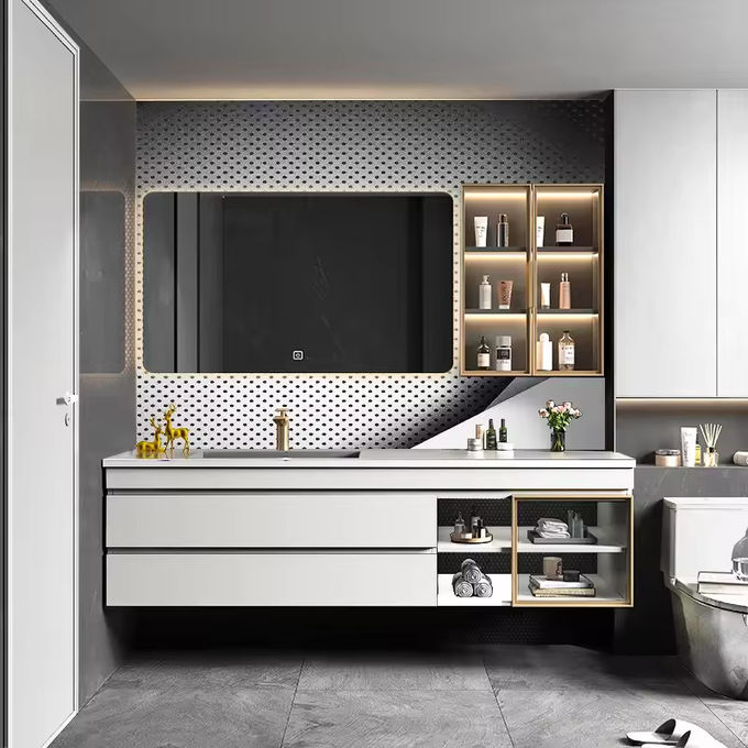 Unidad de lavabo flotante de baño y lavabo de baño montada en la pared 1