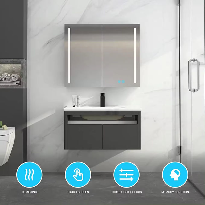 Cuencos y gabinetes de baño con espejos 1