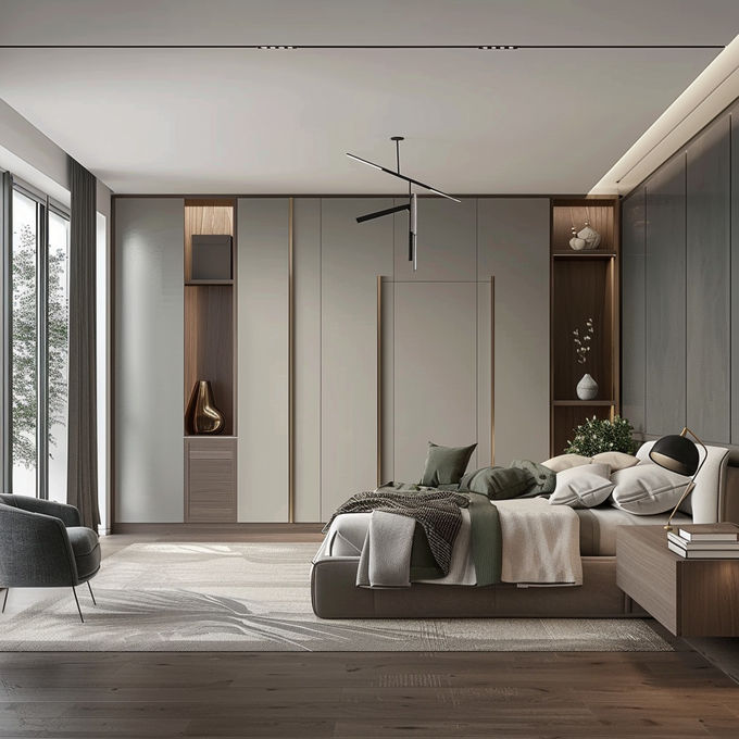 Armario ajustable de madera maciza / armario de armario Color personalizado Estilo de diseño moderno 1