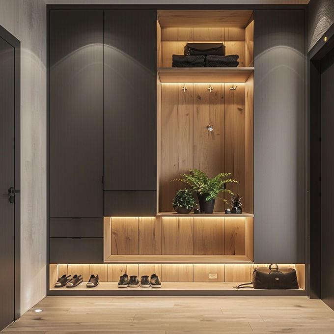 Armario ajustable de madera maciza / armario de armario Color personalizado Estilo de diseño moderno 0